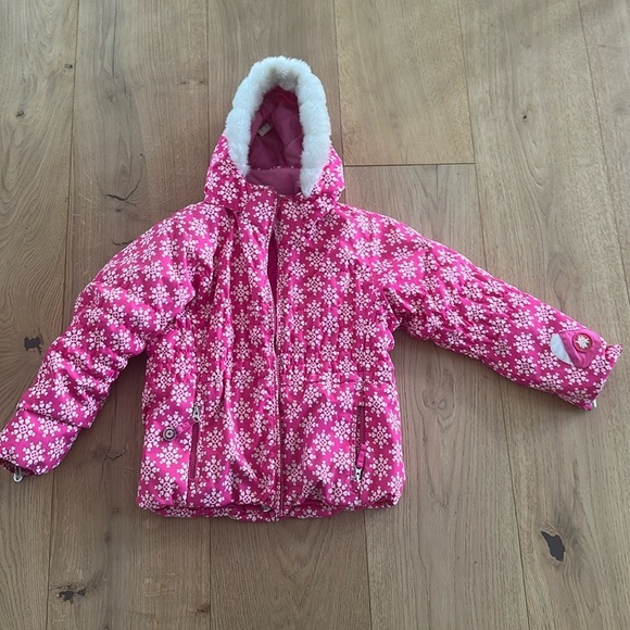 Obermeyer girls snowflakes pink snow jacket insulated 7 - Picture 1 of 7